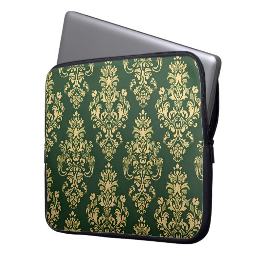 Classic Green Rokoko Ornamentation Laptopschutzhülle (Vorderseite Links)