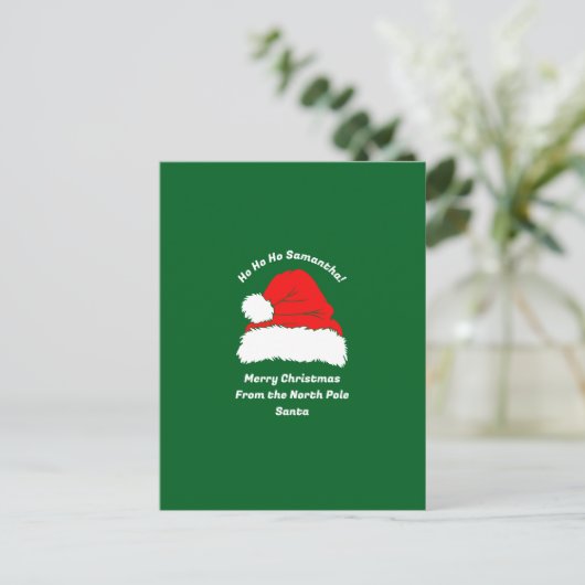 Classic Green Santa Merry Christmas Postkarte (Stehend Vorderseite)