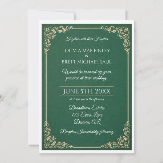 Classic Green! Simplistic Wedding invitation Einladung (Vorderseite)
