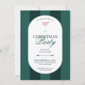 Classic green stripe Christmas Invitation Einladung (Vorderseite)