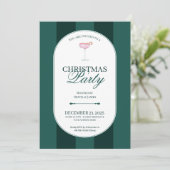 Classic green stripe Christmas Invitation Einladung (Stehend Vorderseite)