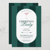 Classic green stripe Christmas Invitation Einladung (Vorne/Hinten)