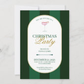 Classic green stripe Christmas Invitation Einladung (Vorderseite)