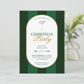 Classic green stripe Christmas Invitation Einladung (Stehend Vorderseite)