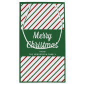 Classic Green Striped Frohe Weihnachten Kleine Geschenktüte (Rückseite)