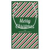 Classic Green Stripes Frohe Weihnachten Kleine Geschenktüte (Rückseite)