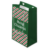 Classic Green Stripes Frohe Weihnachten Kleine Geschenktüte (Vorderseite Schrägansicht)