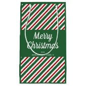 Classic Green Stripes Frohe Weihnachten Kleine Geschenktüte (Vorderseite)