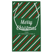 Classic Green Stripes Muster Weihnachten Kleine Geschenktüte (Rückseite)