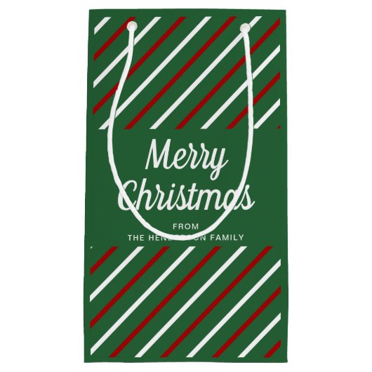 Classic Green Stripes Muster Weihnachten Kleine Geschenktüte (Vorderseite)