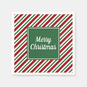 Classic Green Stripes Muster Weihnachten Serviette