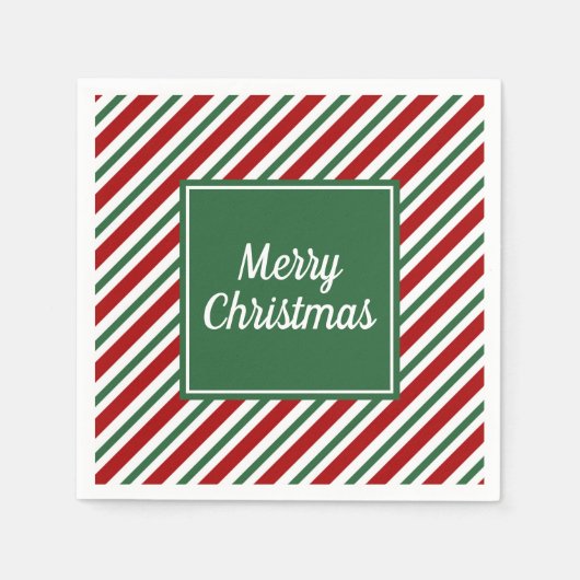 Classic Green Stripes Muster Weihnachten Serviette (Vorderseite)