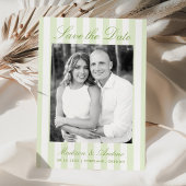 Classic Green Stripes Photo Wedding Save The Date