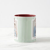 Classic Green Stripes Red Bow Christmas Tasse (Zentrum)