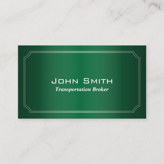 Classic Green Transportation Broker Business Card Visitenkarte (Vorderseite)