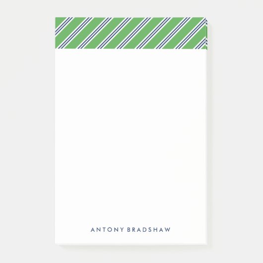 Classic Green und Blue Stripes Post-it Klebezettel (Vorderseite)