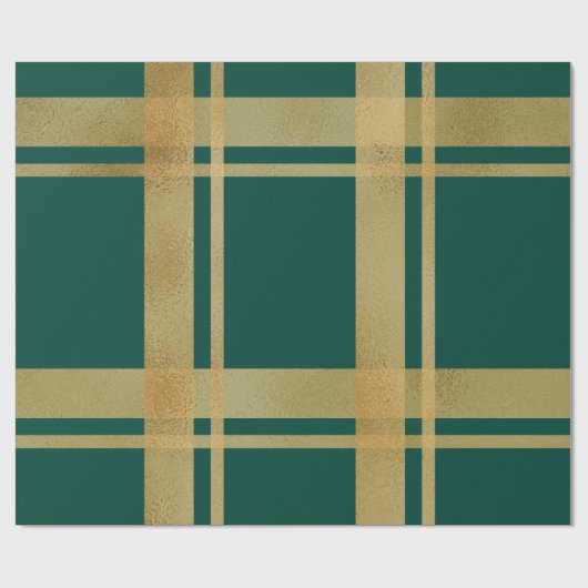 Classic Green und Gold Tartan Geschenkpapier (Flach)