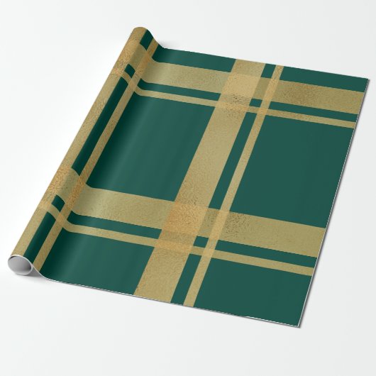 Classic Green und Gold Tartan Geschenkpapier (Ungerollt)