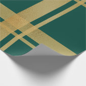 Classic Green und Gold Tartan Geschenkpapier (Ecke)
