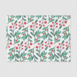 Classic Green und Red Christmas Floral Tissue Seidenpapier<br><div class="desc">Grünes und rotes Blumenzwirn</div>