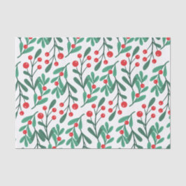 Classic Green und Red Christmas Floral Tissue Seidenpapier