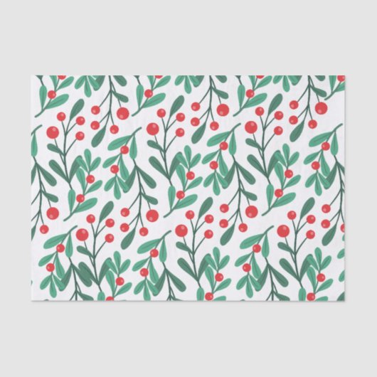 Classic Green und Red Christmas Floral Tissue Seidenpapier (Vorderseite)