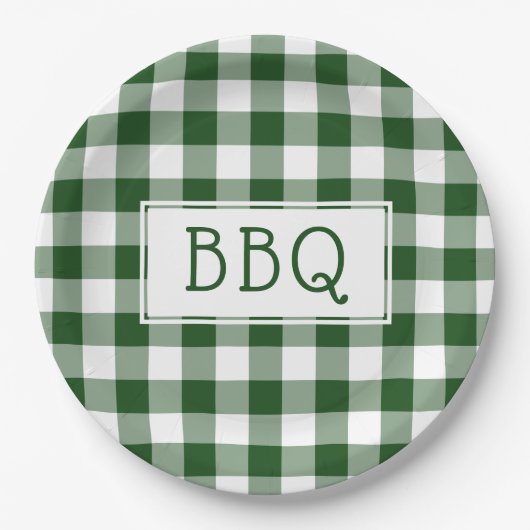 Classic Green und White Gingham Pattern GRILLEN Pa Pappteller (Vorderseite)