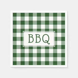 Classic Green und White Gingham Pattern GRILLEN Pa Serviette