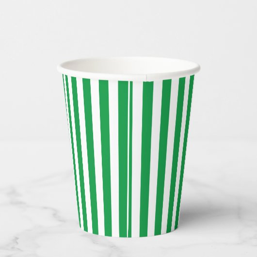 Classic Green und White Vertikal Striping Pappbecher (Rechts)