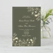 Classic Green Wedding Einladung mit QR Code (Stehend Vorderseite)