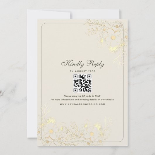 Classic Green Wedding Einladung mit QR Code (Rückseite)