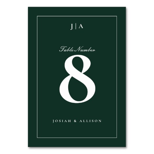 Classic Green Wedding Tischnummer (Rückseite)