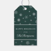 Classic Green Weihnachtsschneeflocken Happy Holida Geschenkanhänger (Vorderseite)
