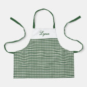 Classic Green & White Gingham | Personalized Name Schürze (Vorderseite)