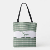 Classic Green & White Gingham | Personalized Name Tasche (Rückseite)