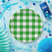 Classic Green & White Gingham Summer Picnic Pappteller (Party)