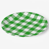 Classic Green & White Gingham Summer Picnic Pappteller (Schrägansicht)
