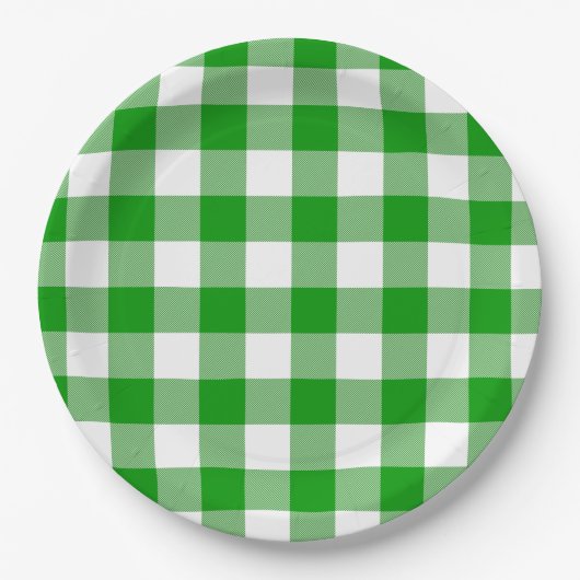 Classic Green & White Gingham Summer Picnic Pappteller (Vorderseite)