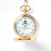 Classic Green & White Monogram Wedding Anniversary Armbanduhr (Vorderseite)