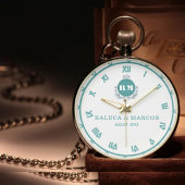 Classic Green & White Monogram Wedding Anniversary Armbanduhr