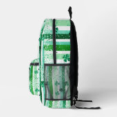 Classic Green White Vertical Stripes Shamrocks Bedruckter Rucksack (Rechts)