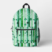 Classic Green White Vertical Stripes Shamrocks Bedruckter Rucksack (Vorderseite)