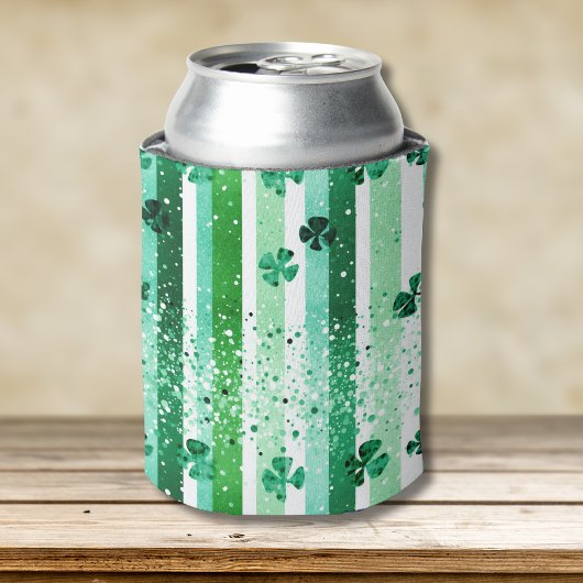 Classic Green White Vertical Stripes Shamrocks Dosenkühler