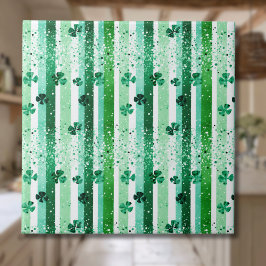 Classic Green White Vertical Stripes Shamrocks Fliese