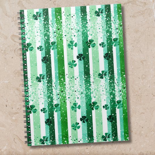 Classic Green White Vertical Stripes Shamrocks Notizblock