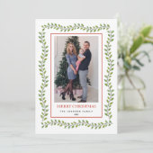 Classic Greenery Hollies Rahmen Weihnachten Ankündigung (Stehend Vorderseite)