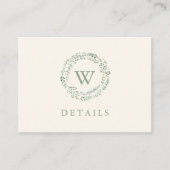 Classic Greenery Wreath Watercolor Hochzeitsdetail Begleitkarte (Vorderseite)