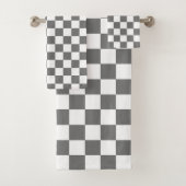 Classic grey checkerboard badhandtuch set (Insitu)