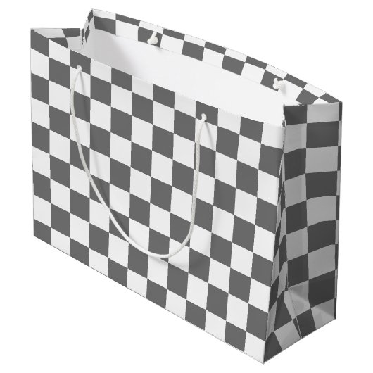 Classic grey checkerboard große geschenktüte (Rückseite Schrägansicht)