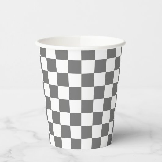 Classic grey checkerboard pappbecher (Links)